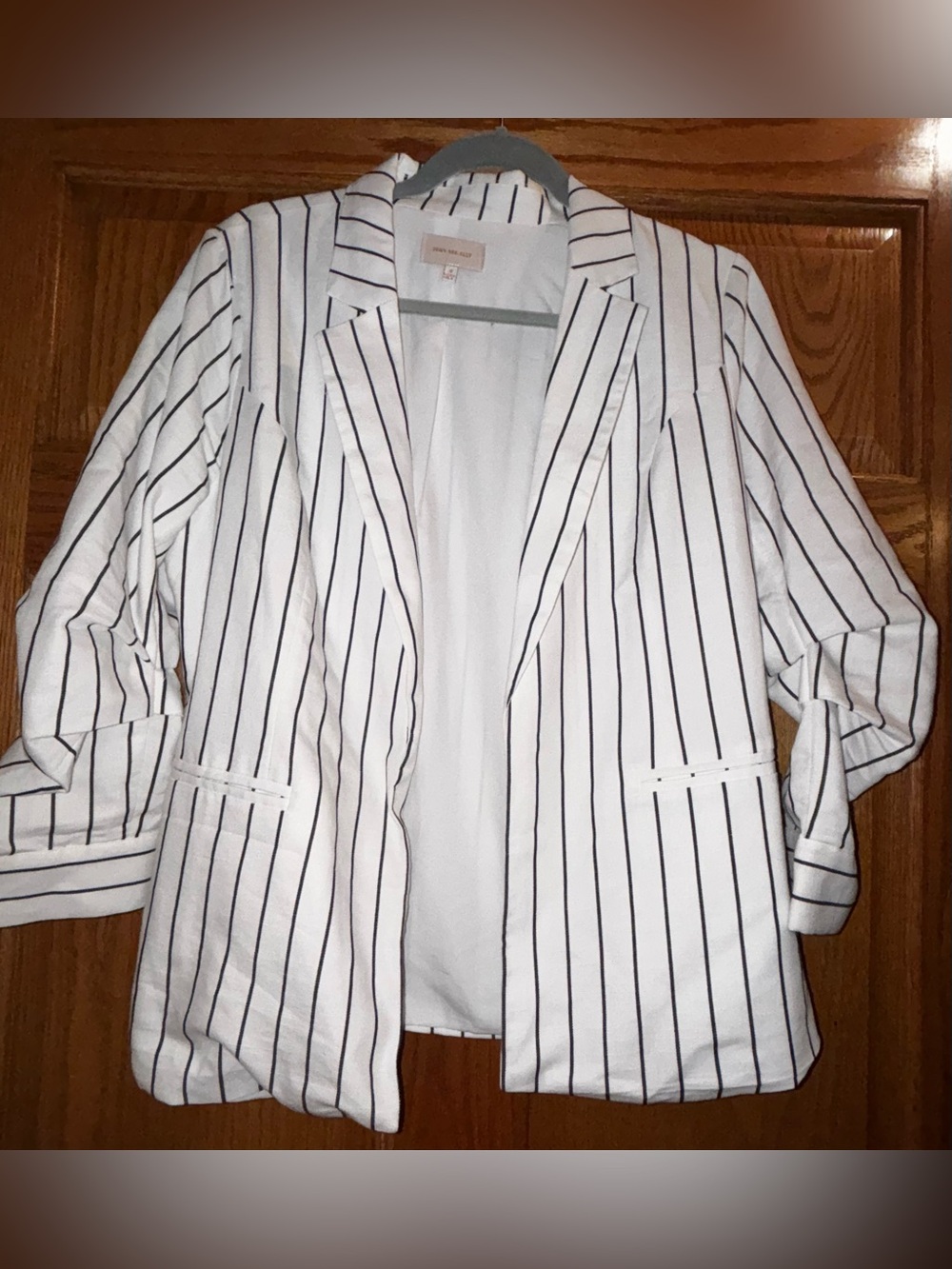 Striped White & Black Blazer - Modern Tailored Jacket